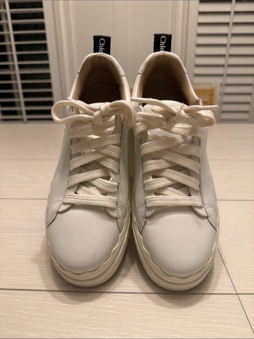 See By Chloe Off-White Leather Low-Top Sneakers